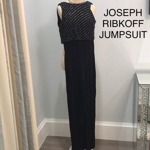 💯✅ AUTHENTIC JOSEPH RIBKOFF BLACK & GOLD JUMPSUIT